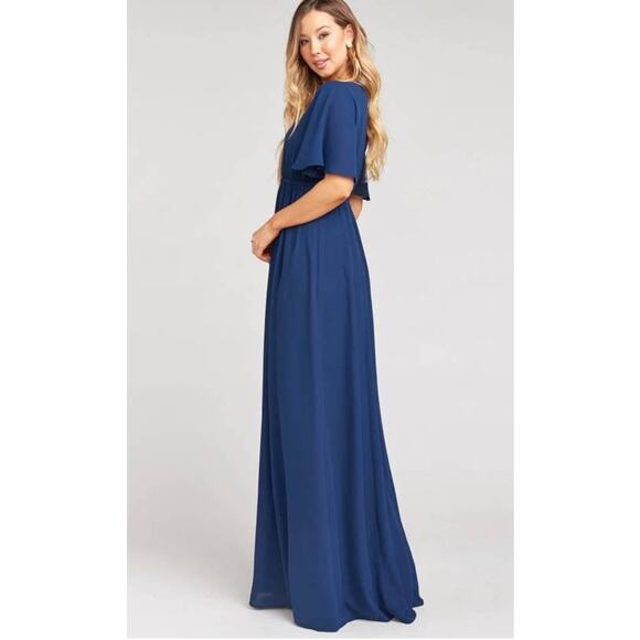Show Me Your MuMu Emily Maxi Dress Rich Navy Crisp Small NWT - Picture 3 of 9